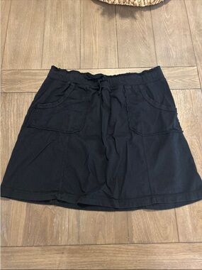 Black Casual Drawstring Pocket Skirt